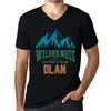Men’s Vintage Tee Shirt Graphic T Shirt V Neck Wilderness Olan Deep Black