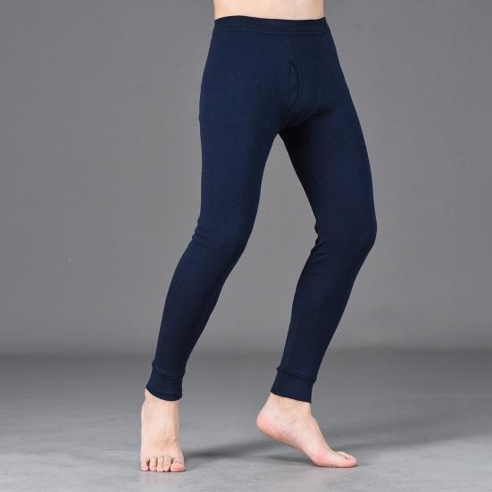 Men Winter Long Johns Great Elasticity Soft Pure Color High Waist Thick Warm Open Crotch Slim Fit Skinny Casual Plus Size Ankle Banded Length