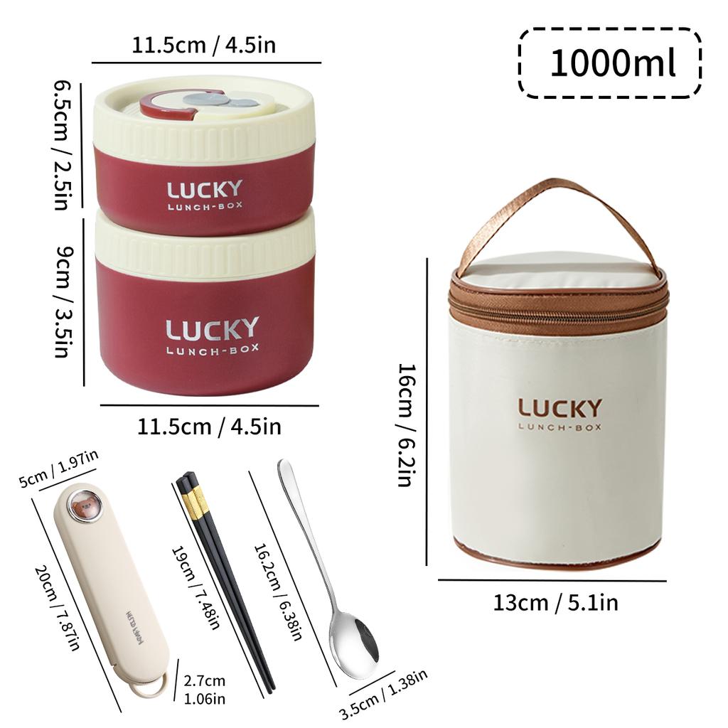 WORTHBUY Portable Sealed Thermal Lunch Box For Kids Stackable Microwave 304 Stainless Steel Bento Box Insulated Food Container