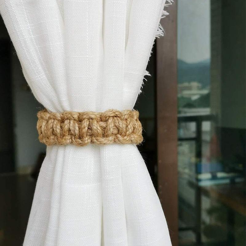 Vintage Hemp Rope Curtain Buckle Clip Tie Back Curtain Strap Hand Woven Twist Knotted Curtain Holder Tieback Home Decoration