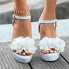 Fashion 2025 Summer Plus Size Women's Platform Sandals Outdoor Floral High Chunky Heels Buckle Strap Sandals for Versatile Party Dress