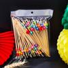 100Pcs Disposable Bamboo Fruit Sticks 13cm Fruit Salad Snack Fork Cocktail Decor Cake Buffet Toothpicks Wedding Party Supplies