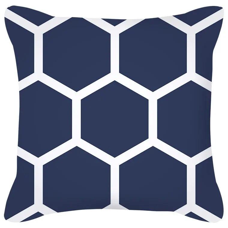 Pillowcase Navy Blue Geometric Pattern  Decorative  Home