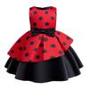 2024 Red Halloween Bow Print Princess Dress for Girls