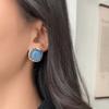 Large Gold Stud Earrings Accessories for Women with Blue White Stones Luxury Party Ear Jewelry Earring