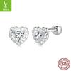 Simple Classic Heart-Shaped Moissanite Threaded Ball Stud Earrings, Mini Fashionable And Versatile 925 Sterling Silver Stud Earrings