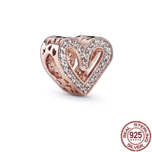 Sparkling Leveled Heart & Family Infinity Red Heart Charm 925 Sterling Silver Women Jewelry Beads Fit Original Fasion Bracelet