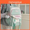 Color Blocked Cute Letter Printed Student Leisure Backpack With Pendant Plush