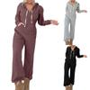 Jumpsuit For Women's Casual Long Sleeve Hooded Jumpsuits With Pockets