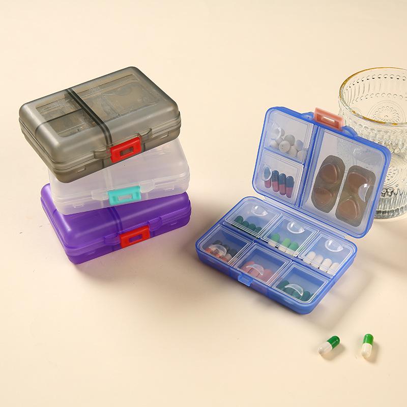 Portable 9-Compartment Transparent Pill Box with Moisture-Proof Seal and Logo
