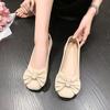 Women's Single Shoes Spring New Soft Sole Shallow Mouth Bow Pedal