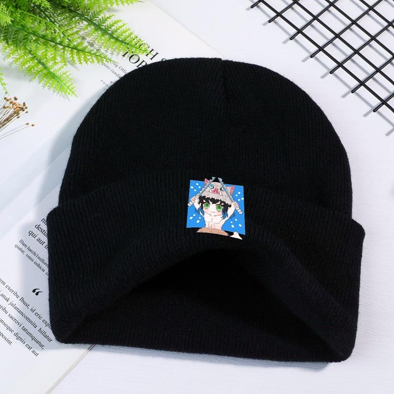Knit Hat Demon Slayer Kimetsu No Yaiba Anime Winter Warm Beanie Caps Gonpachiro Kamanoko Unisex Women Casual Bonnet