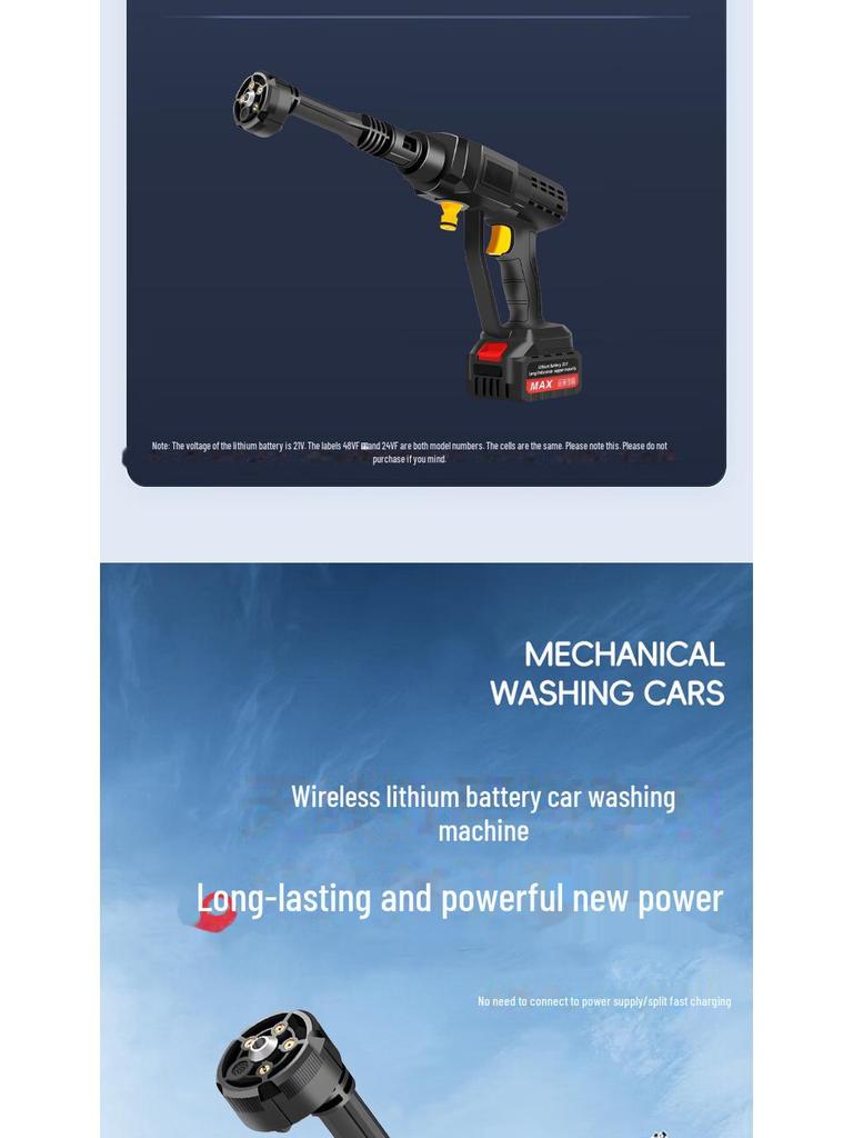 Portable High-Pressure Cordless Car Wash Machine with Rechargeable Battery