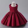 Европейское и американское атласное платье для девочки на день рождения и платье цветочницы с большим бантом
