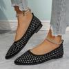 Fashion Women's Flat Shoes Autumn New Pointed Head Shallow Mouth Rhinestone Soft Sole Anti-slip Wear-resistant Single Shoes