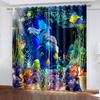 Underwater World Dolphin SunShading Curtains, 3D Digital Print, Children Room, Living Room, Bedroom, Home Decor, Kitchen Drapes