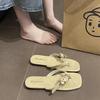 Retro Belt Buckle Flip-flops Summer Wear Flat Bottom Toe Cool Slippers Women's Casual Beach Slippers