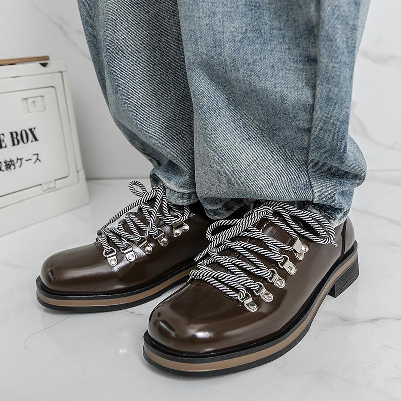 Large Size Leather Shoes Men's New Lace-up Casual Shoes Men's Outdoor Tooling Shoes Foreign Trade Fashion Low-top Derby Shoes