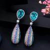 WWJ Light Blue Water Drop Earrings Full Pave Tiny Shiny CZ Zircon Jewelry