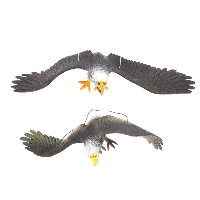 1 Piece Outdoor Eagle Figurine Hanging Bird Deterrent Plastic Eagle Ornament Vivid Flying Bird Hawk Decoy Garden Scarecrow
