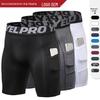 Men's PRO Fitness Sweat-Wicking Compression Shorts with Pockets - Quick-Dry, High-Elastic Running & Training Shorts