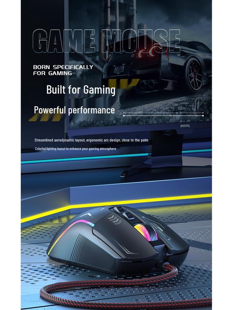 RGB Lighting Wired Gaming Mouse with Macro Programming for Desktop and Laptop