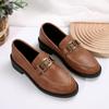 Fashion 2025 Women Spring New Black Platform Flats Shoes Women Loafers Slip On Boat Shoes Metal Designer Casual Leather Oxfords
