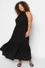 Women's Style Plus Size Black Halter Neck Woven Dress