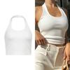 Hot Girl Sexy U-neck Knitted Neck Halter Vest for Women Short Slim Backless Versatile Base Top