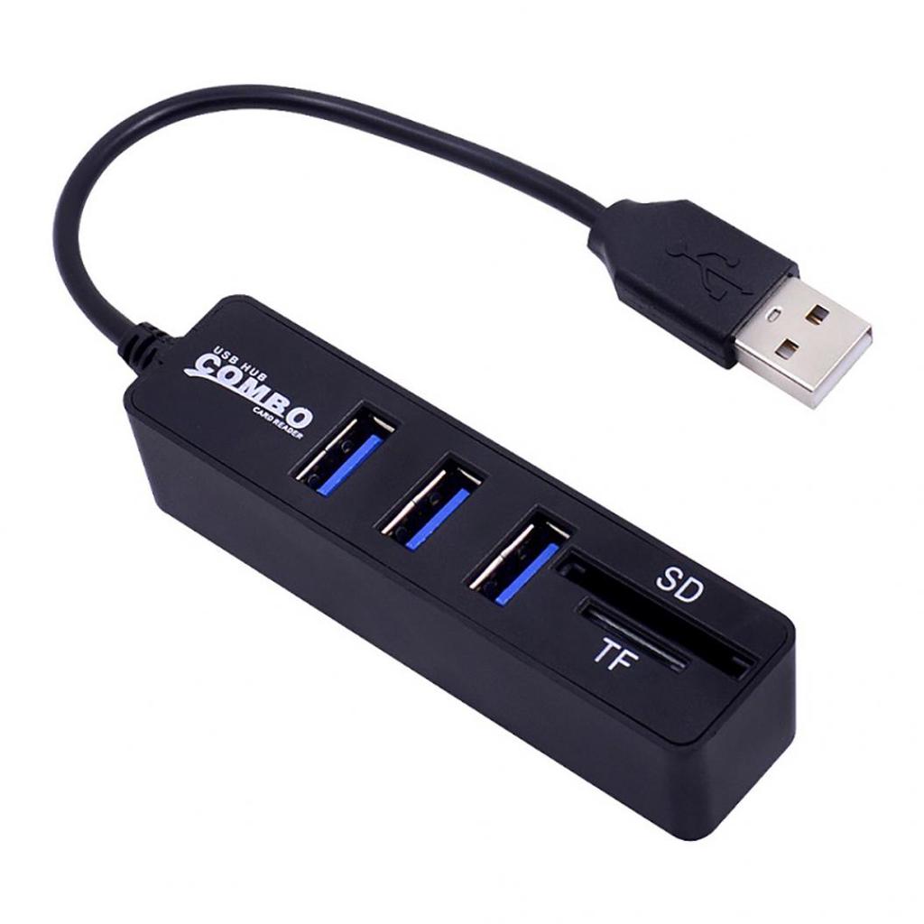 3 Ports USB 2.0 SD/TF Card Reader Hub Adapter Splitter Combo for Computer Laptop