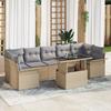 vidaXL 8-piece Garden Sofa Set with Beige Poly Rattan Cushions, vidaXL356973 2-seater Garden Sofa