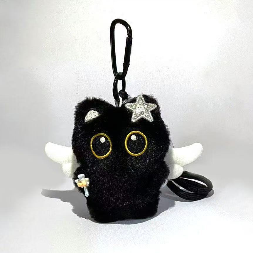 Kawaii Black Cat Plush Keychains Doll Pendant Cuddly Kitten Key Chain Ins Plush Keyring Doll for Boy Girl Cute Brithday Toy Gift
