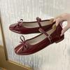 Fashion Mary Janes Women's 2025 Plus Size Ladies Shoes Flats Bow Tie Daily Flats Women Square Toe Buckle Strap Soft Bottom Shoes Female