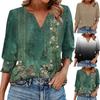 3/4 Sleeve Shirts For Women Print Graphic Tees Blouses Casual Plus Size Basic Tops Pullover
