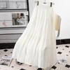 2025 Summer Women New Skirts Chiffon Solid Elastic Waist Pleated Mesh Elegant Skirts