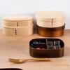 Lunch Box 3 Grids Food Grade Large Capacity Wide Application Oval Square Shape Packed Lunch BPA Free Single-layer Wood Bento Box Kitchen Accessories