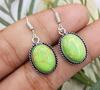Green Turquoise Gemstone 925 Sterling Silver Plated Hook Earring VG-63