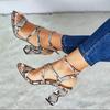 Fashion Summer 2024 New Fashion Large Snake Pattern Sandals Women Heeled High Heeled High Heeled Sandals