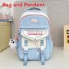 Color Cute Blocked Letter Printed Student Leisure Backpack With Pendant Plush