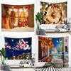 Christmas Tapestry Snowflake Santa Claus Winter Night Hanging Cloth Fireplace Home Christmas Home Wall