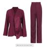 2025 Summer Women's Lapel Long-Sleeve Casual Two-Piece Suit: Solid Color Jacket & Straight Pants
