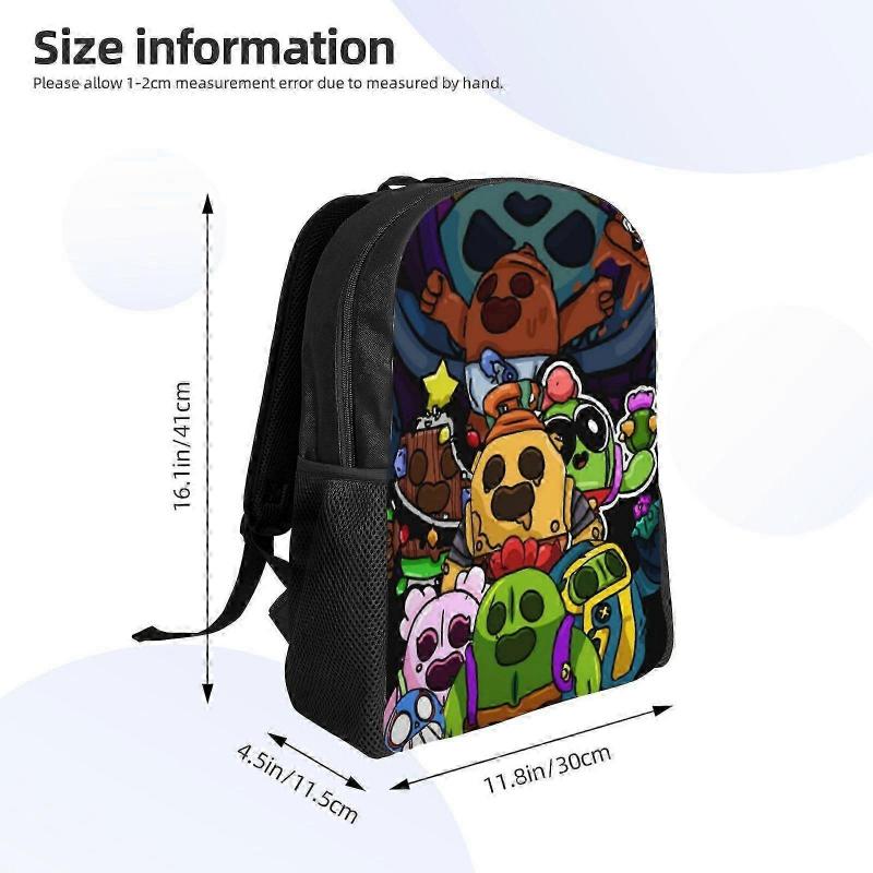 V59 Brawl Colorful Cartoon Fighters Stars Backpack for Daily Use, Lightweight and Waterproof Satchel, Large Capacity Bag for Travel and Work Klo59