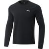 Comfortable Casual Simple Round Neck Pullover Long Sleeve T-Shirt Men Tops Black ATLV029-1