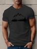 Summer Men's 100% Cotton Casual Loose Large Size Mountains And Trees Printed Sports Comfortable Round Neck Short Sleeve T-shirt