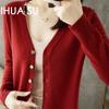 Spring and Autumn Thin Knit Sweater Women Cardigan Long-sleeved V-neck Short Jumper Small Shawl Jacket Blouse