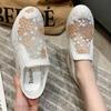 Spring and Summer New Inner Elevated Small White Shoes Hollow Embroidered Breathable Women's Shoes Mesh Shoes Casual Single Shoes