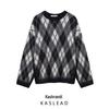 2024 Winter Women's European & American Style Diamond Pattern Knit Sweater