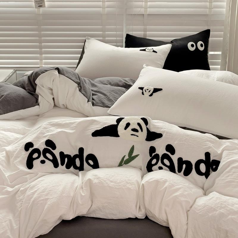 Bedding Pure Cotton Four-piece Set, Quilt Cover, Quilt Cover, Bed Sheet, Human Dormitory Three-piece Set