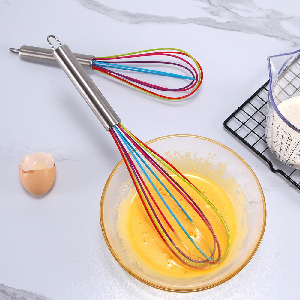 1PC Manual Egg Beater High Quality Stainless Steel Silicone Balloon Whisk Cream Mixer Milk Shake Mixing Stiring Tools 8/10/12 Inch