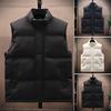 Men Waistcoat Stand Collar Sleeveless Zipper Placket Cotton Vest Coat with Side Pockets Solid